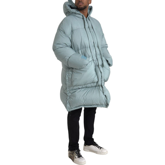 Dolce & Gabbana Light Blue Quilted Hooded Puffer Jacket Men JKT3835-50