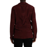 Dolce & Gabbana Maroon Crown Jacquard Silk Long Sleeve Shirt TSH86293-38