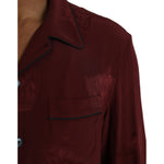 Dolce & Gabbana Maroon Crown Jacquard Silk Long Sleeve Shirt TSH86293-38