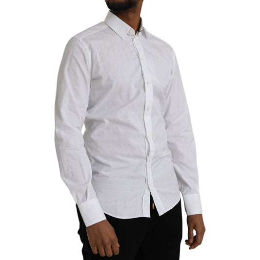 Dolce & Gabbana White Cotton Long Sleeve Dress GOLD Shirt TSH86304-37
