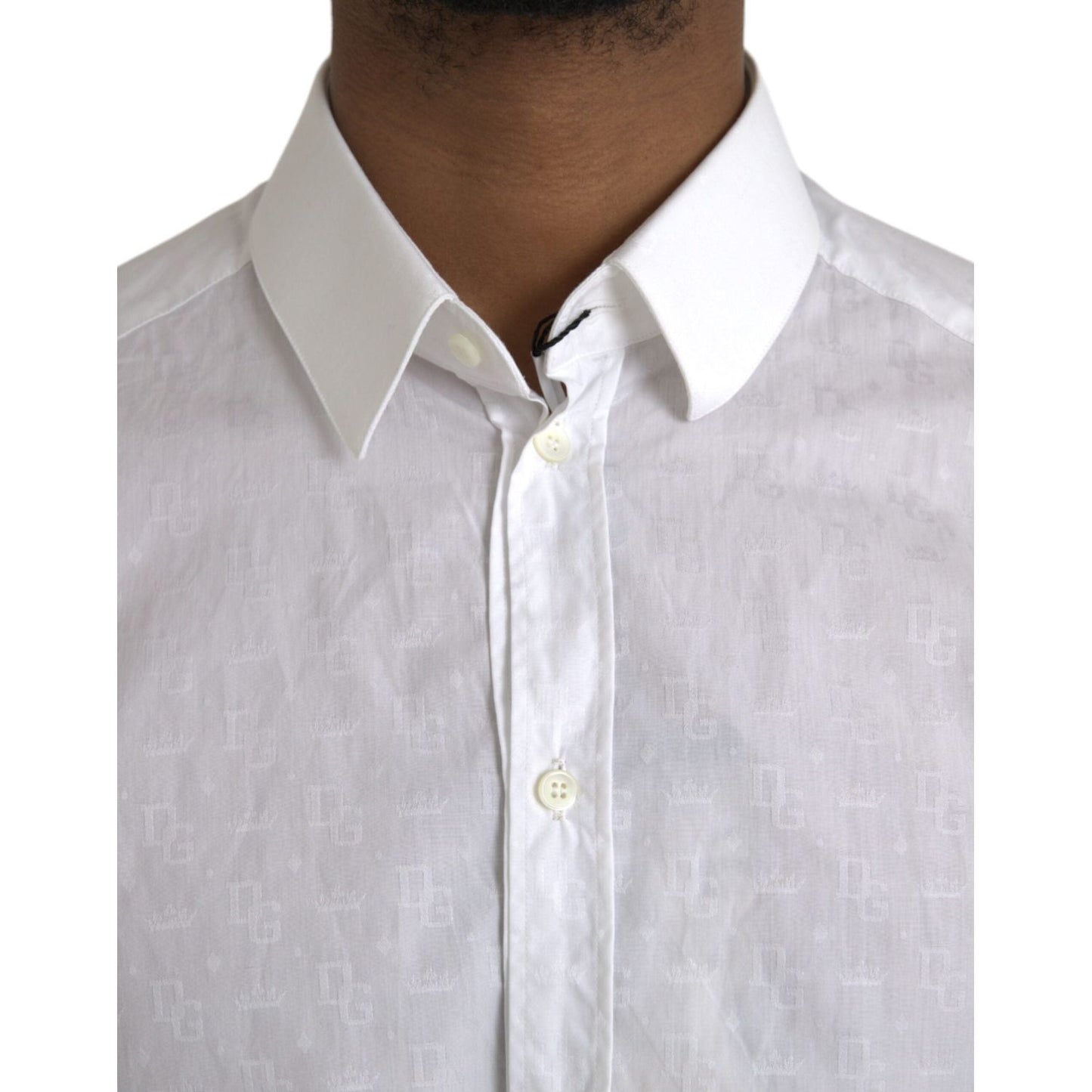 Dolce & Gabbana White Cotton Long Sleeve Dress GOLD Shirt TSH86304-37