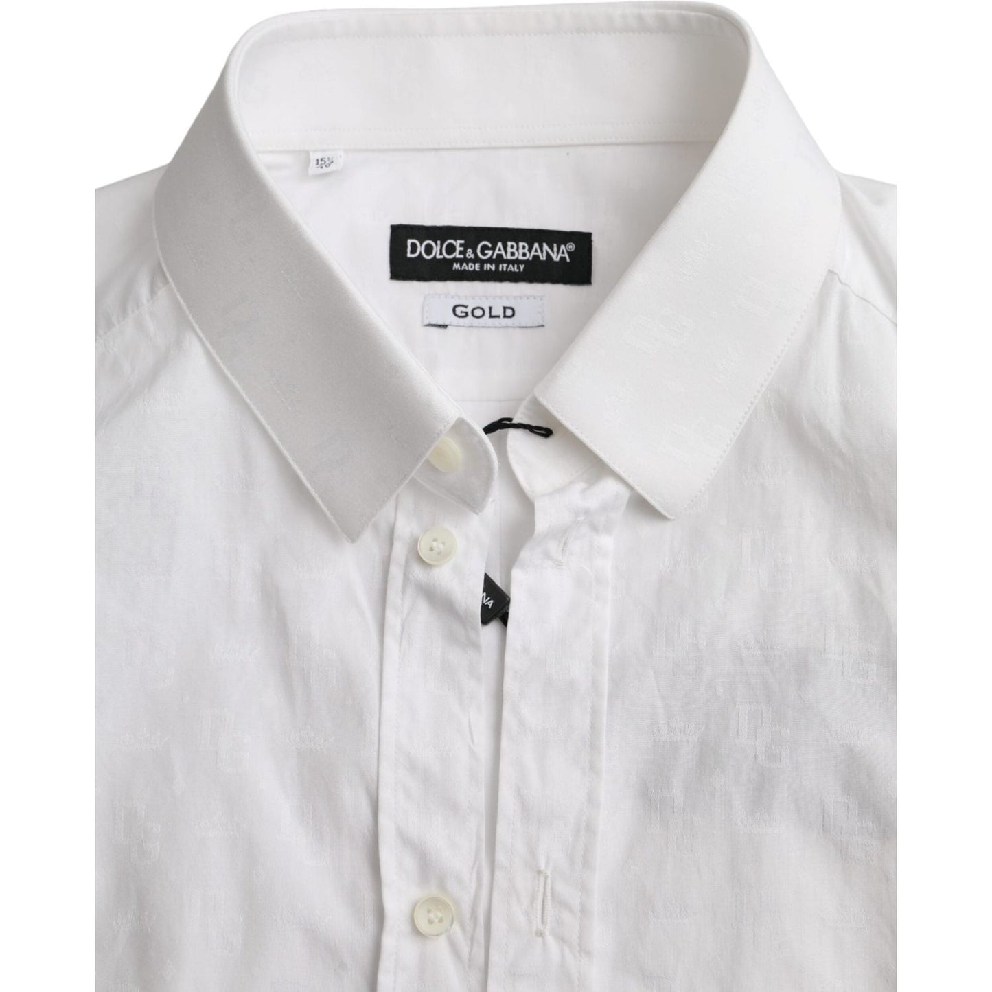 Dolce & Gabbana White Cotton Long Sleeve Dress GOLD Shirt TSH86304-37