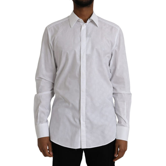 Dolce & Gabbana White Polka Dotted Cotton Dress GOLD Shirt