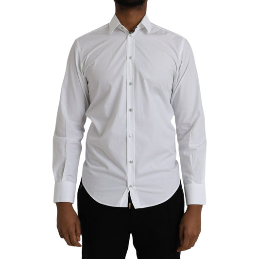 Dolce & Gabbana White Cotton Long Sleeve Dress MARTINI Shirt TSH86312-37