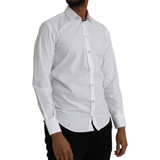 Dolce & Gabbana White Cotton Long Sleeve Dress MARTINI Shirt TSH86312-37