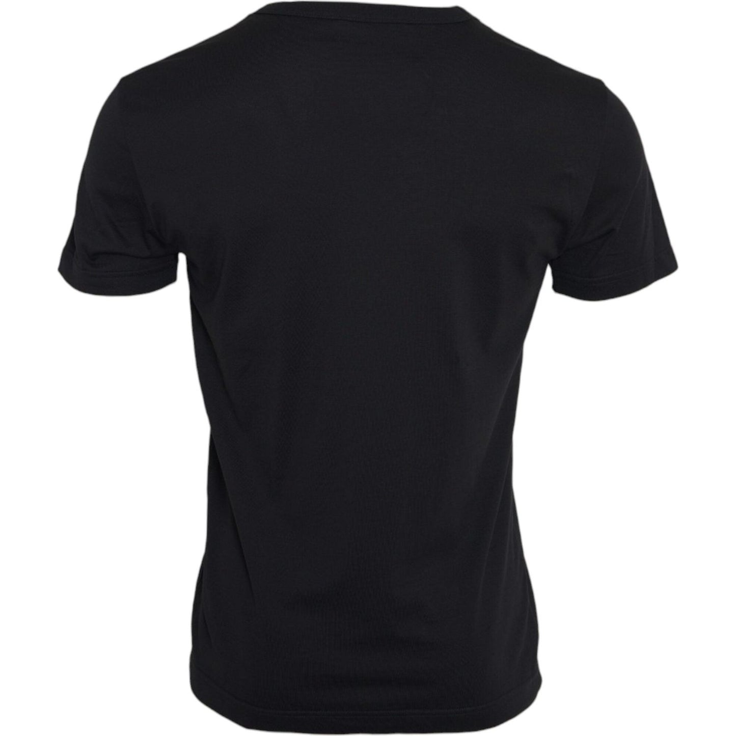 Dolce & Gabbana Black Cotton Silver Chain Short Sleeve T-shirt TSH86254-46
