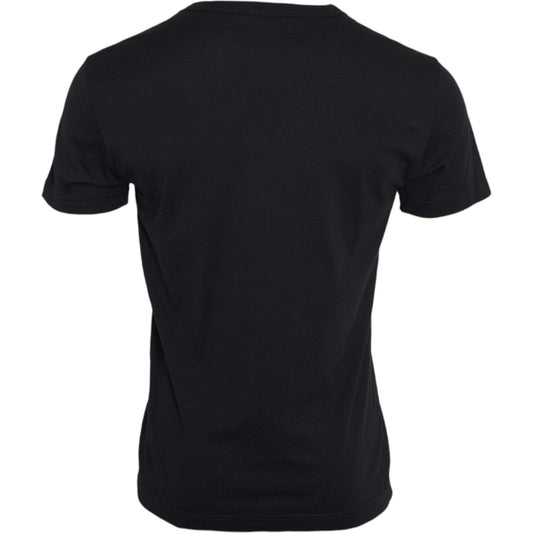 Dolce & Gabbana Black Cotton Silver Chain Short Sleeve T-shirt TSH86254-46