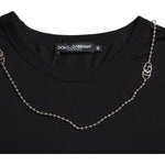 Dolce & Gabbana Black Cotton Silver Chain Short Sleeve T-shirt TSH86254-46
