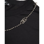 Dolce & Gabbana Black Cotton Silver Chain Short Sleeve T-shirt TSH86254-46