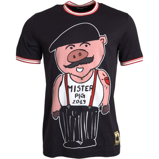 Dolce & Gabbana Black Cotton 2019 Year of the Pig T-shirt TSH86275-52