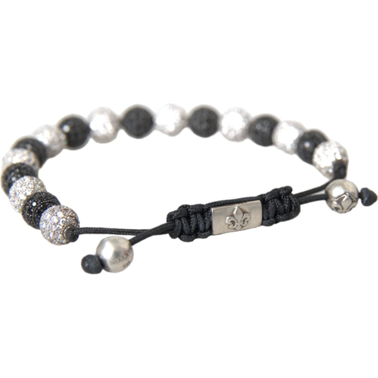 سوار نيالايا من خرز كريستال CZ باللونين الأسود والأبيض