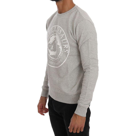 Frankie Morello Gray Cotton Crewneck Pullover Sweater TSH1291#2-2