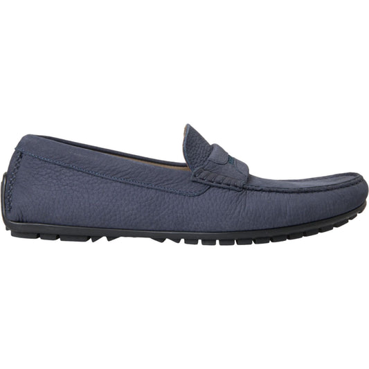 Dolce & Gabbana Blue Calf Leather Slip On Moccasin Shoes MV5690-41.5