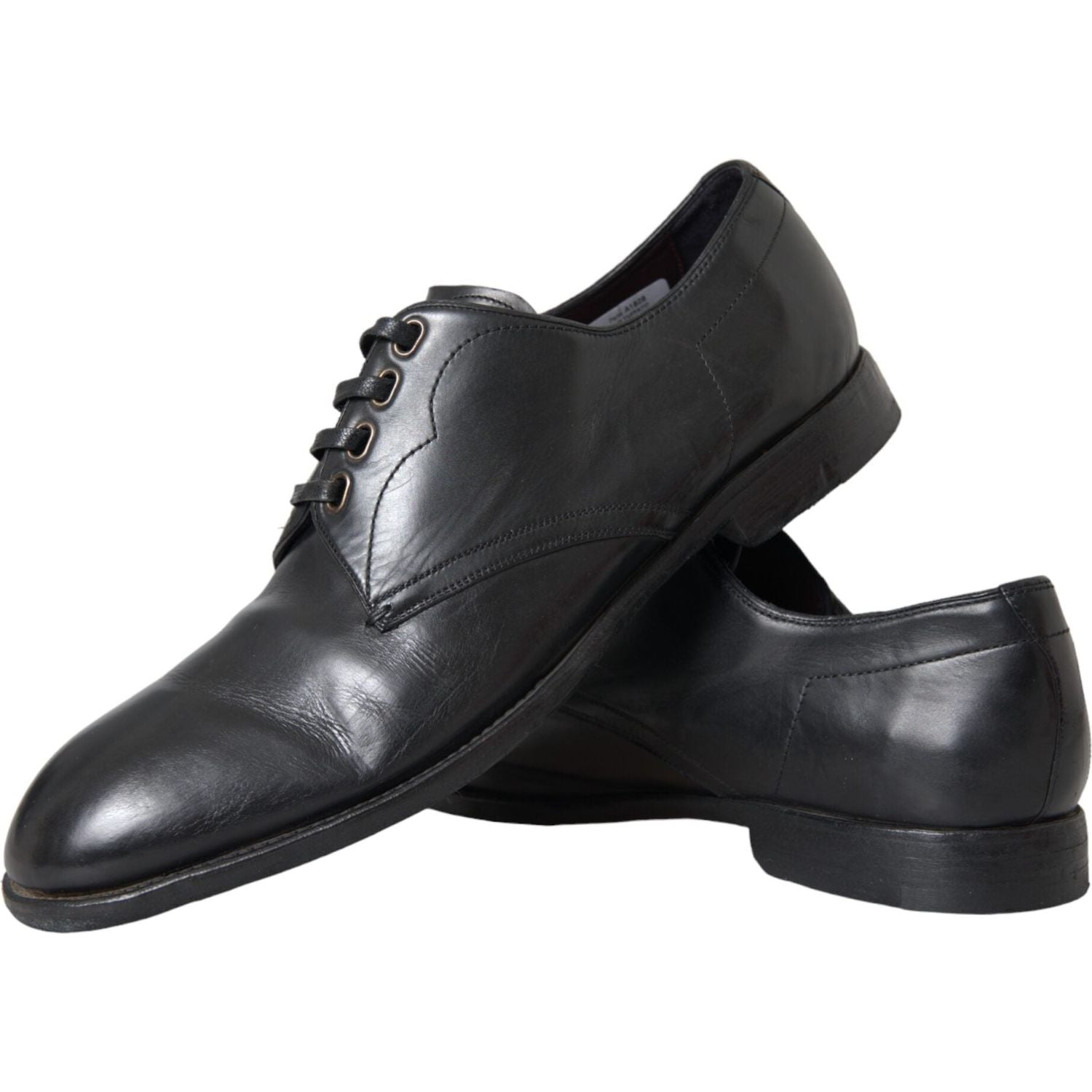 Dolce & Gabbana Black Leather Derby Formal Dress Men Shoes