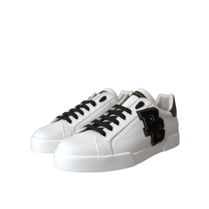 Dolce & Gabbana White Leather DG Logo Casual Low Top Sneakers Shoes