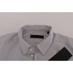 Frankie Morello White Blue Striped Casual Cotton Regular Fit Shirt TSH1398-5