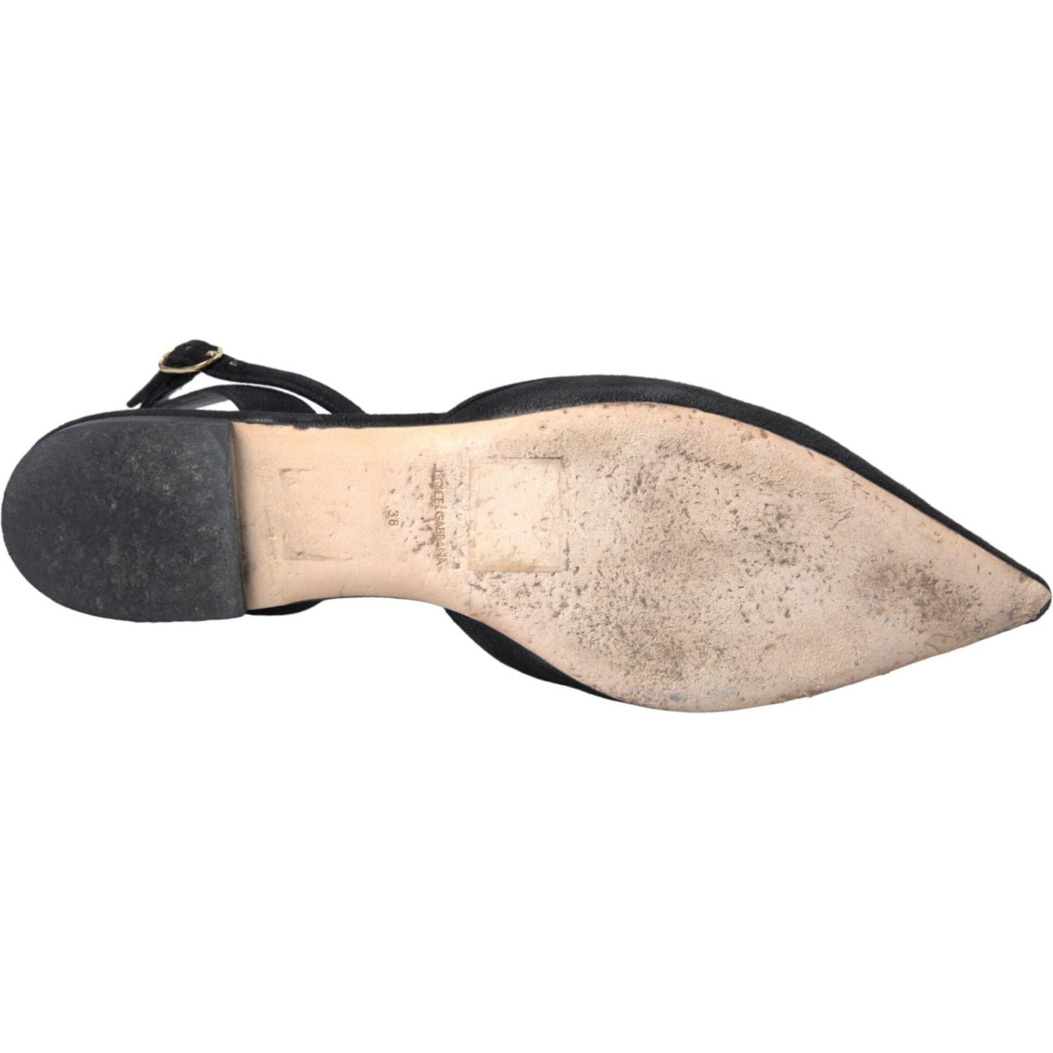 حذاء صندل مفتوح من الخلف من الجلد الأسود من دولتشي آند غابانا