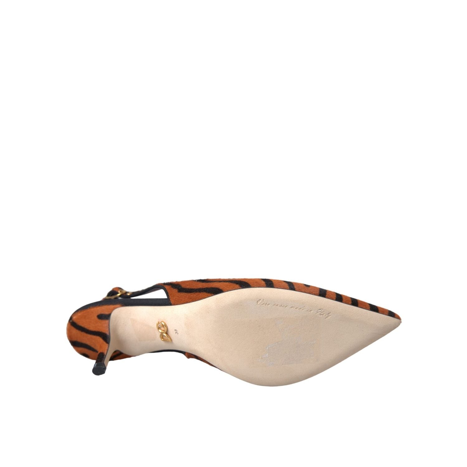 Dolce & Gabbana Black Orange Zebra Leather Slingbacks Shoes