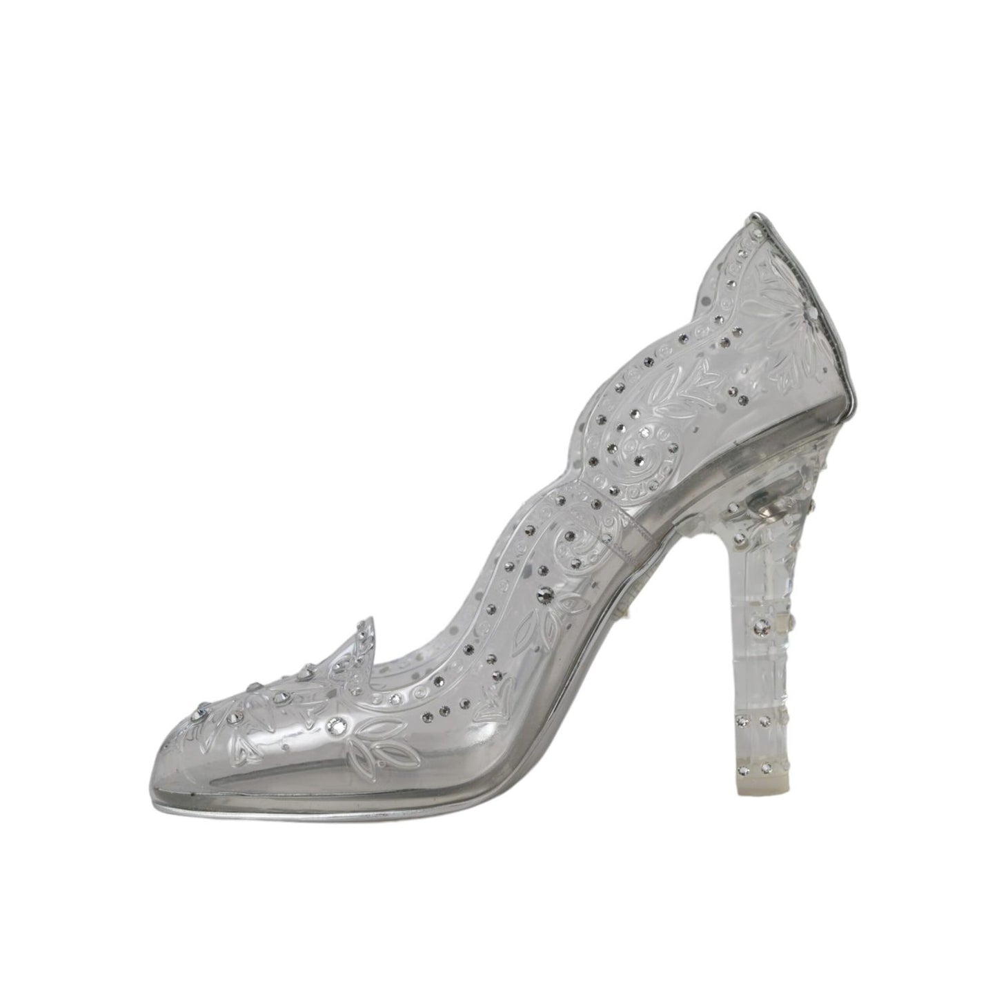 Dolce & Gabbana Clear Floral Crystal Heels CINDERELLA Shoes LA10995#2-38.5