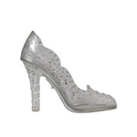 Dolce & Gabbana Clear Floral Crystal Heels CINDERELLA Shoes LA10995#2-38.5