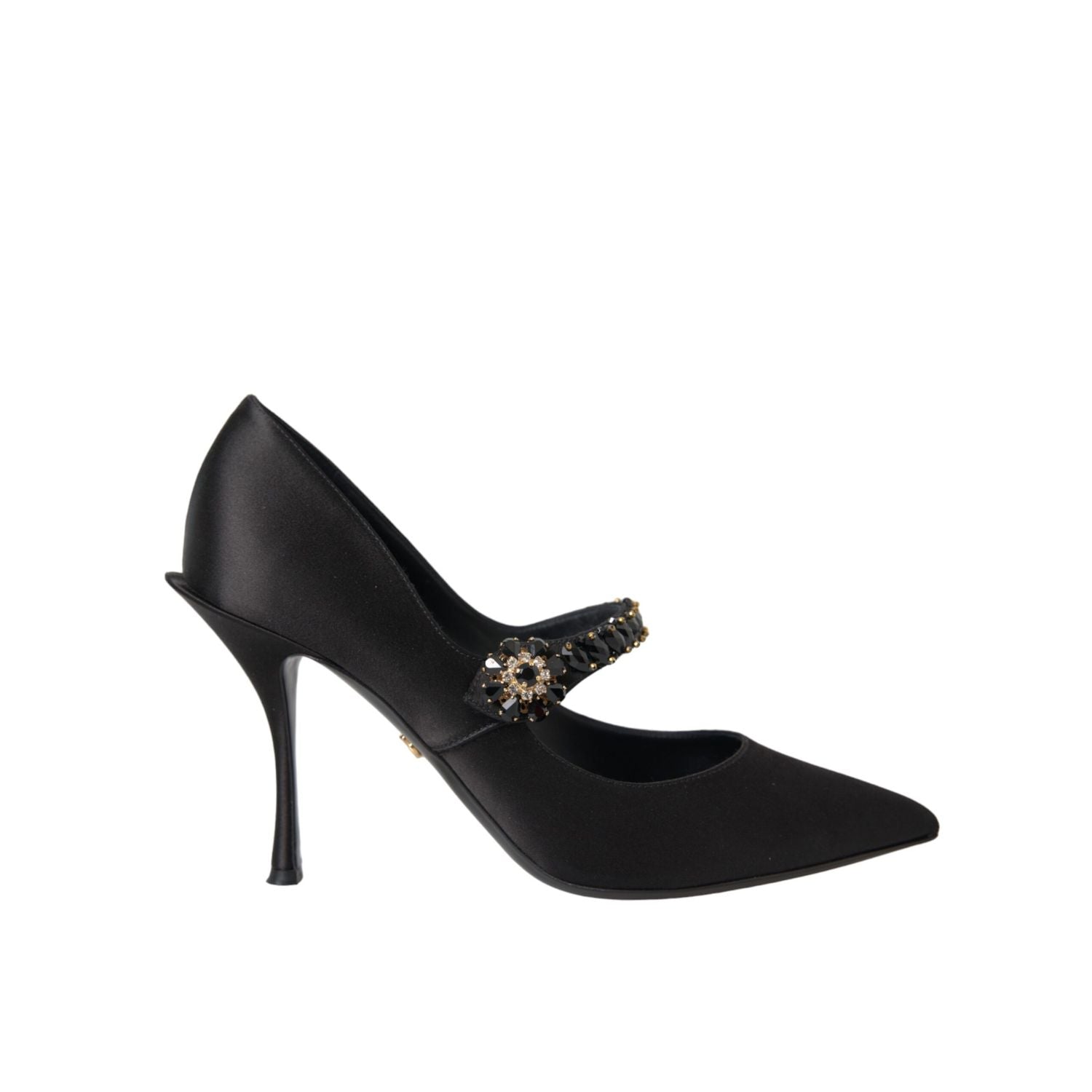 Dolce & Gabbana Black Mary Jane Crystal Heels Pumps Shoes