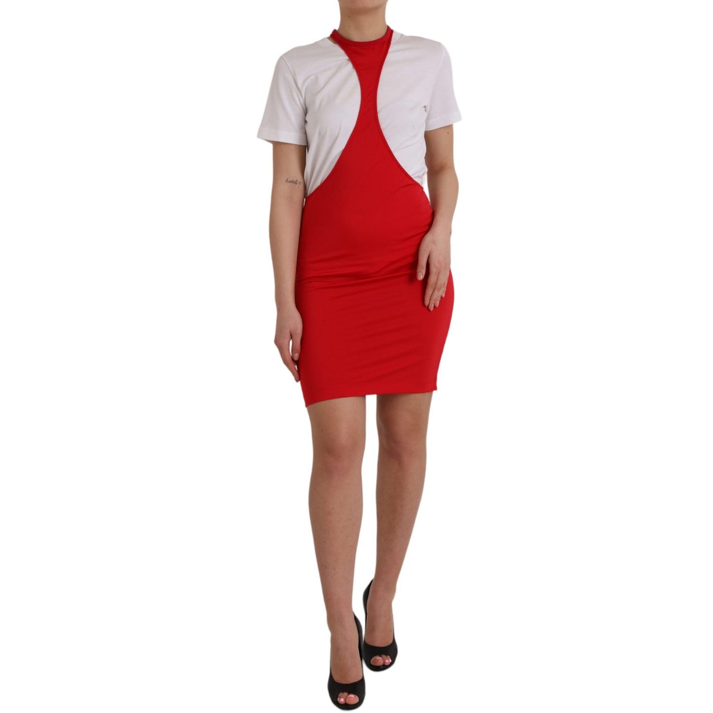Dolce & Gabbana Red Nylon Stretch Bodycon Sheath Mini Dress