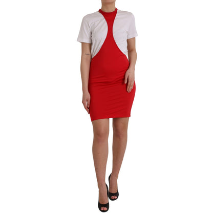 Dolce & Gabbana Red Nylon Stretch Bodycon Sheath Mini Dress