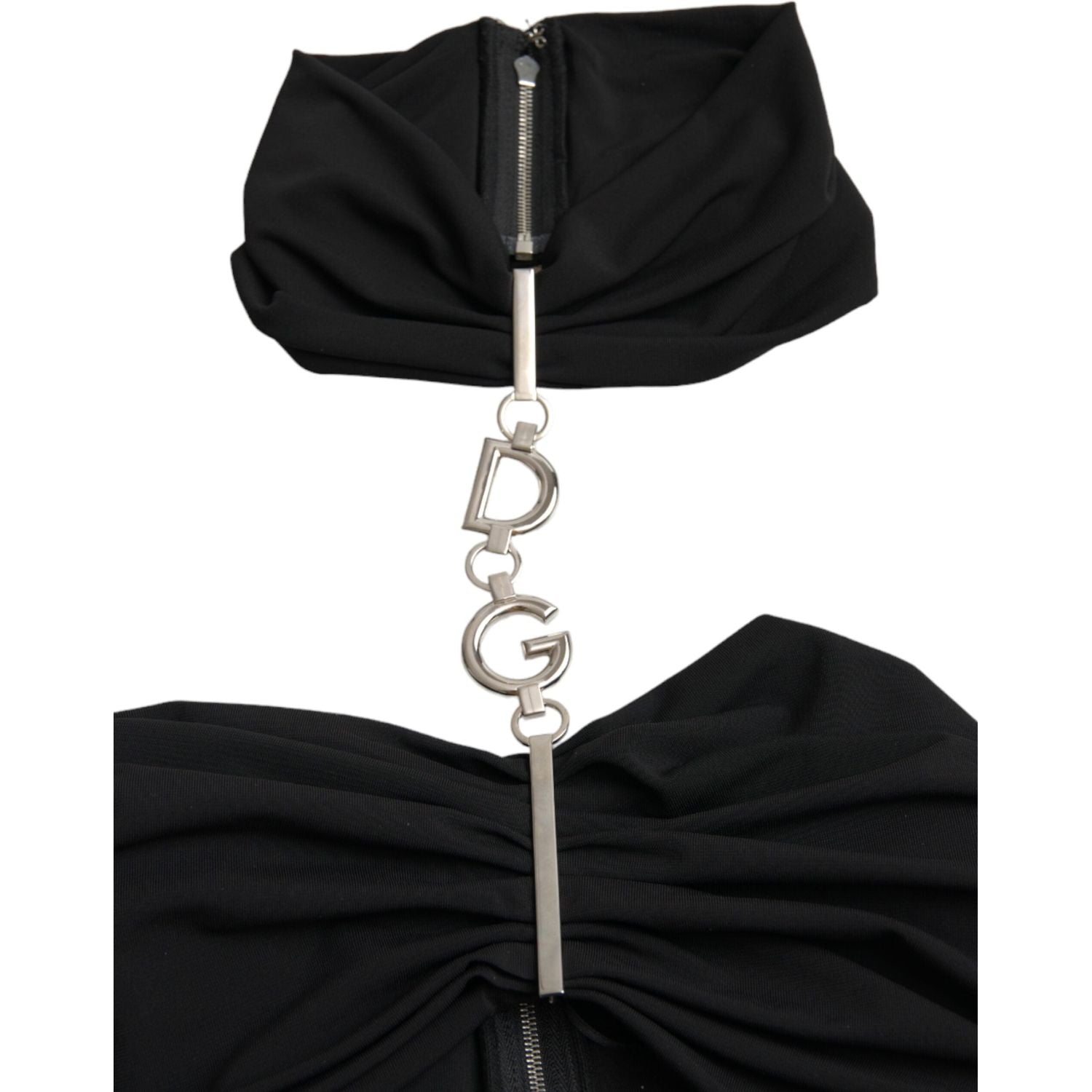 فستان قصير ضيق بدون أكمام باللون الأسود من دولتشي آند غابانا