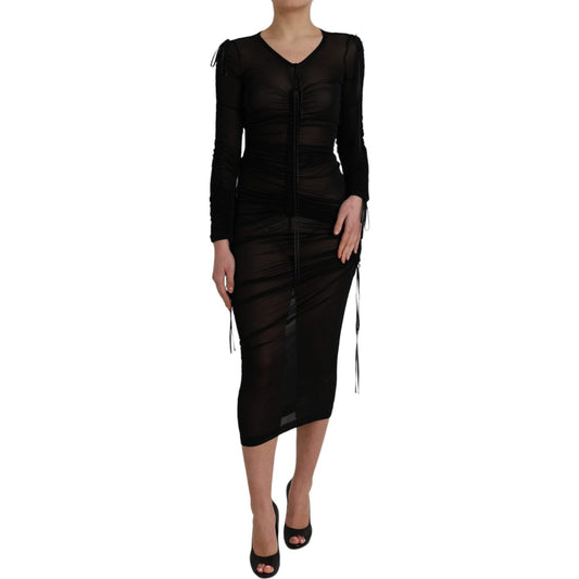 Dolce & Gabbana Black Sheer Bodycon Sheath Midi Dress DR281057-38