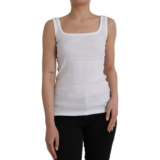 Ermanno Scervino White Cotton Sleevelesss Tank Casual Top TSH84030-M
