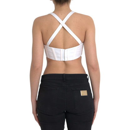 Versace White Viscose Bustier Sleeveless Cropped Top