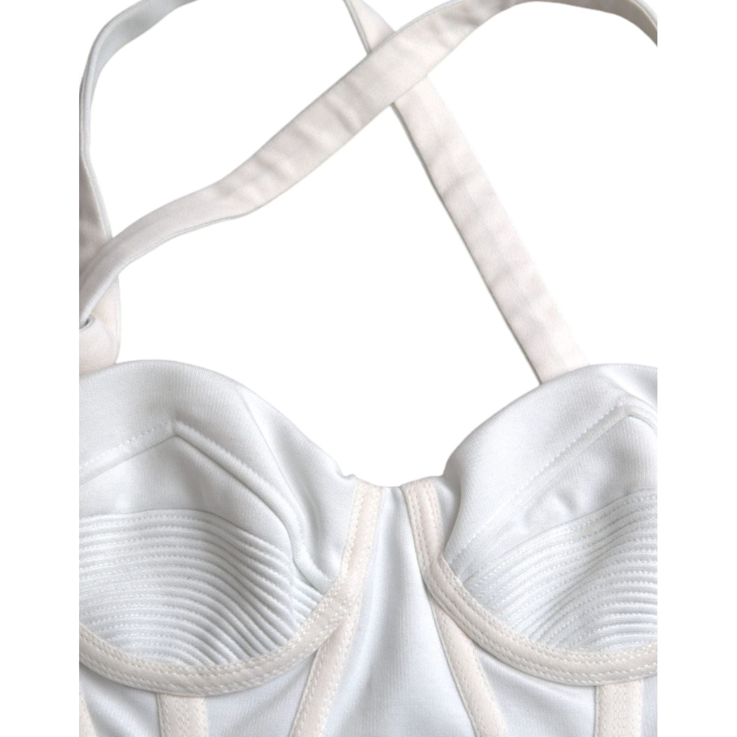 بلوزة قصيرة بدون أكمام من فيرساتشي باللون الأبيض من الفيسكوز