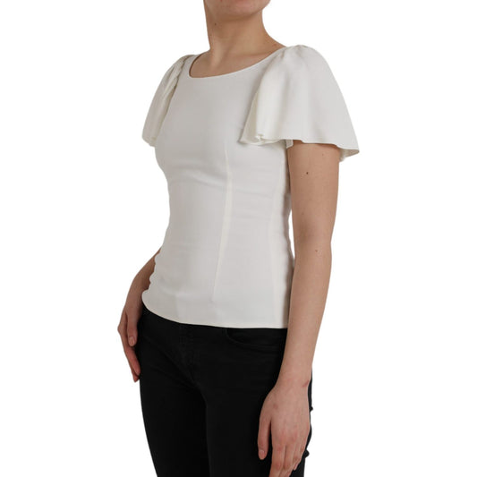 Dolce & Gabbana White Viscose Round Neck Short Sleeves Top TSH852018-36