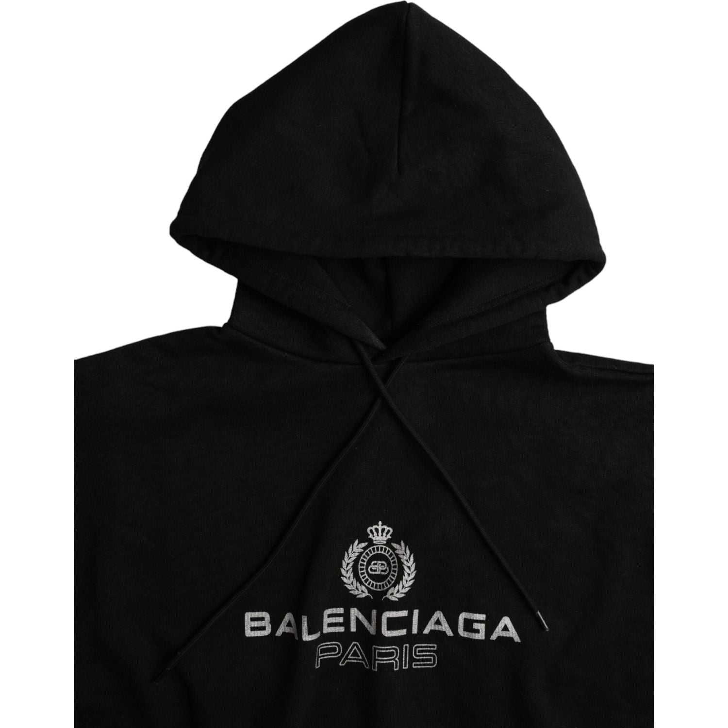 سويت شيرت بغطاء رأس وشعار من Balenciaga مصنوع من القطن باللون الأسود