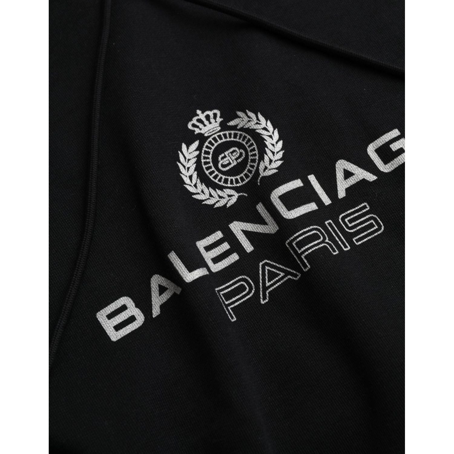 سويت شيرت بغطاء رأس وشعار من Balenciaga مصنوع من القطن باللون الأسود