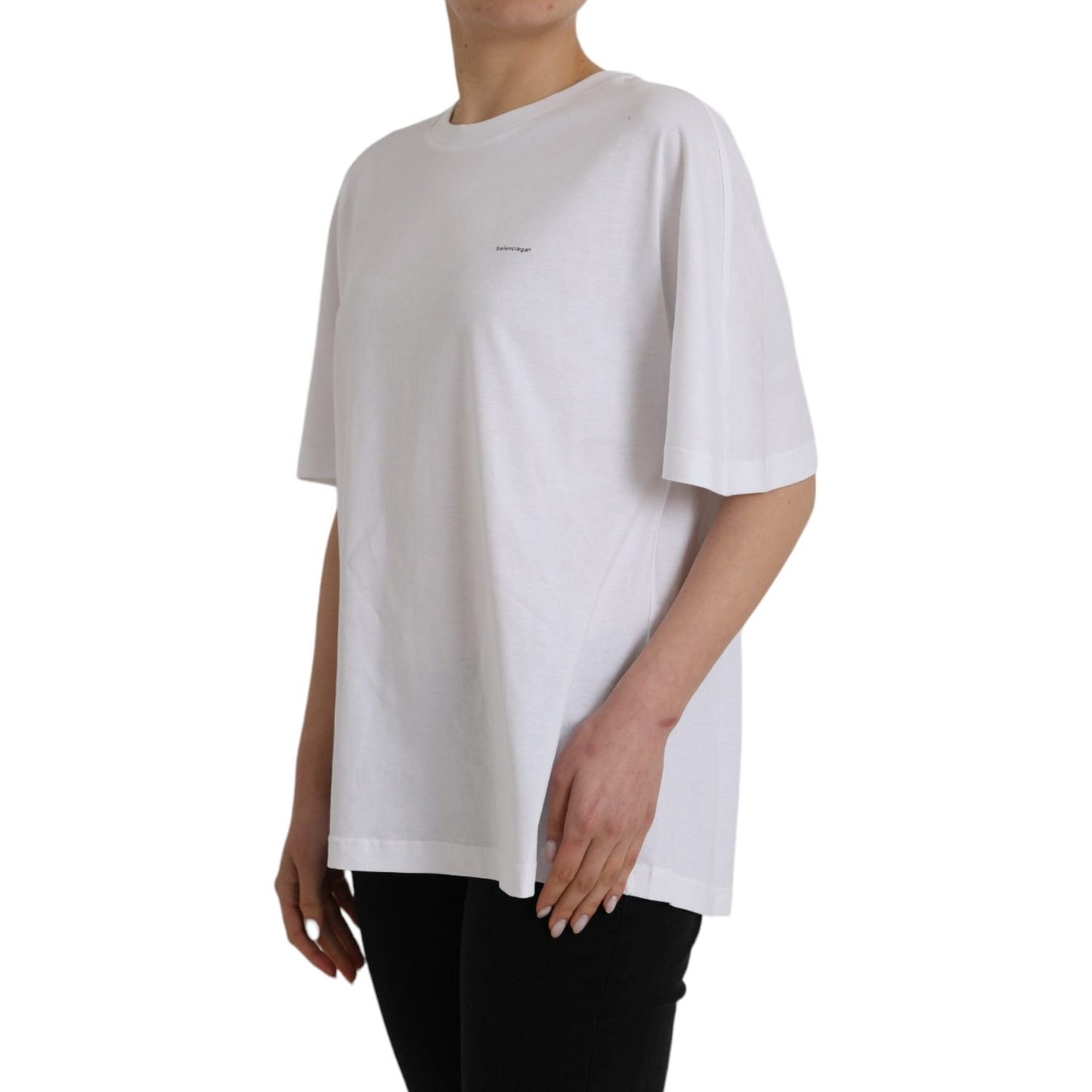 Balenciaga White Cotton Crew Neck Short Sleeves T-shirt TSH84985-M