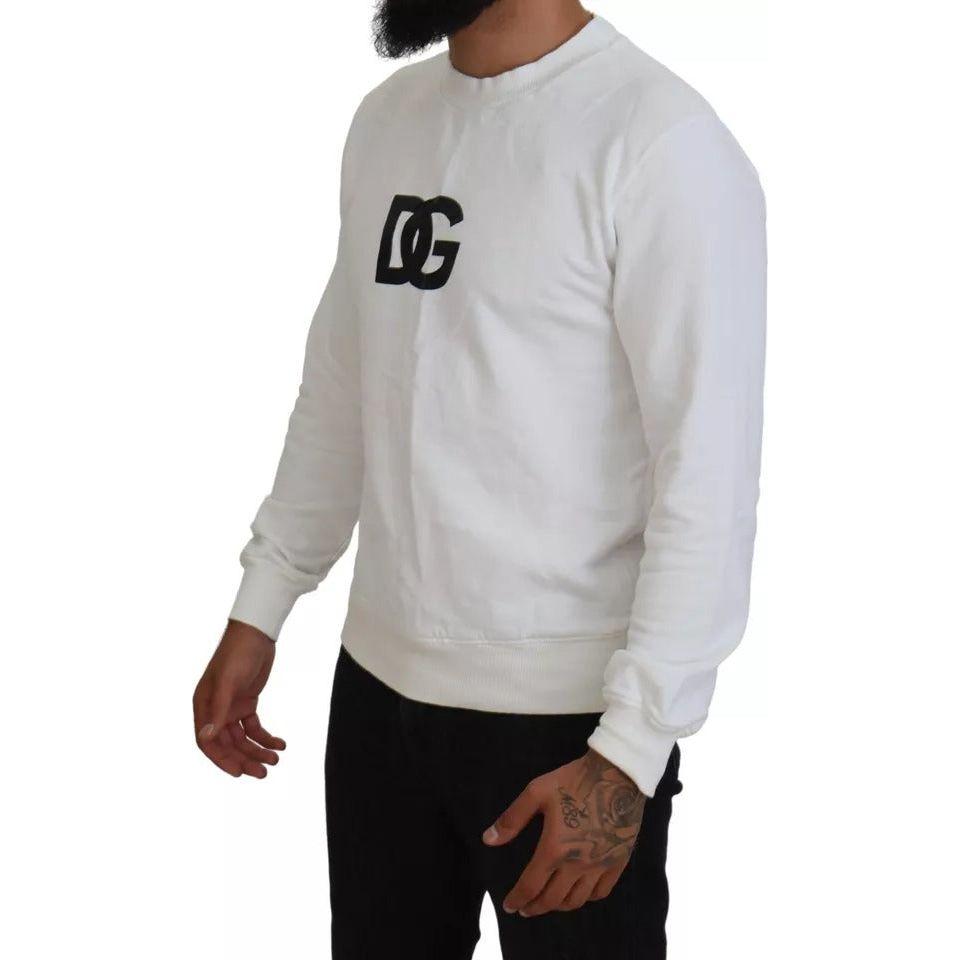 Dolce & Gabbana White Logo Cotton Crew Neck Pullover Sweater TSH83926-46