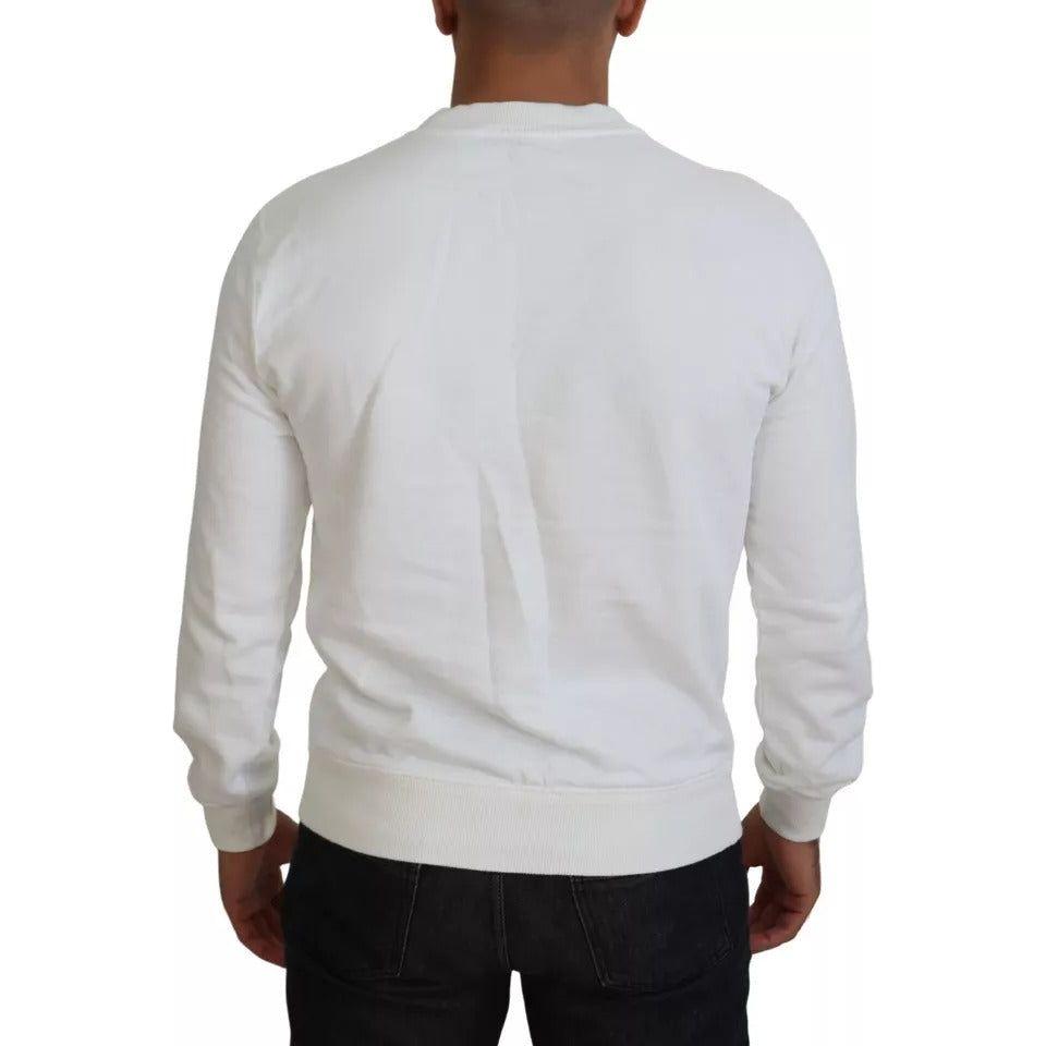 Dolce & Gabbana White Logo Cotton Crew Neck Pullover Sweater TSH83926-46