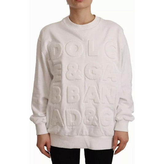 Dolce & Gabbana White Logo Embossed Cotton Sweatshirt Sweater TSH7460-40