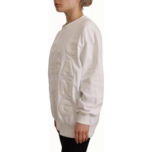 Dolce & Gabbana White Logo Embossed Cotton Sweatshirt Sweater TSH7460-40