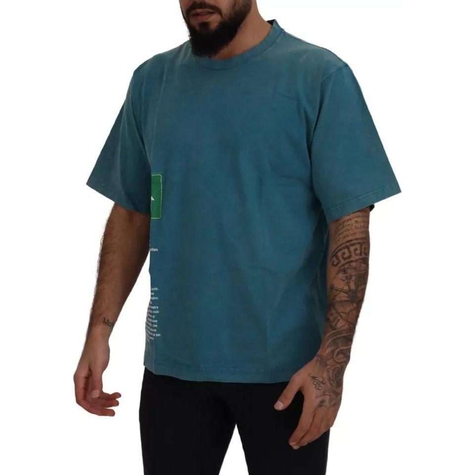 Dolce & Gabbana Blue Logo Print Crewneck Tee Cotton T-shirt TSH83080#-52