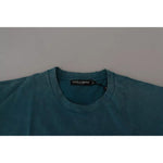 Dolce & Gabbana Blue Logo Print Crewneck Tee Cotton T-shirt TSH83080#-52