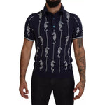 Dolce & Gabbana Dark Blue Sea Horse Collared Polo T-shirt TSH83914-50