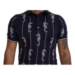 Dolce & Gabbana Dark Blue Sea Horse Collared Polo T-shirt TSH83914-50