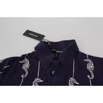 Dolce & Gabbana Dark Blue Sea Horse Collared Polo T-shirt TSH83914-50