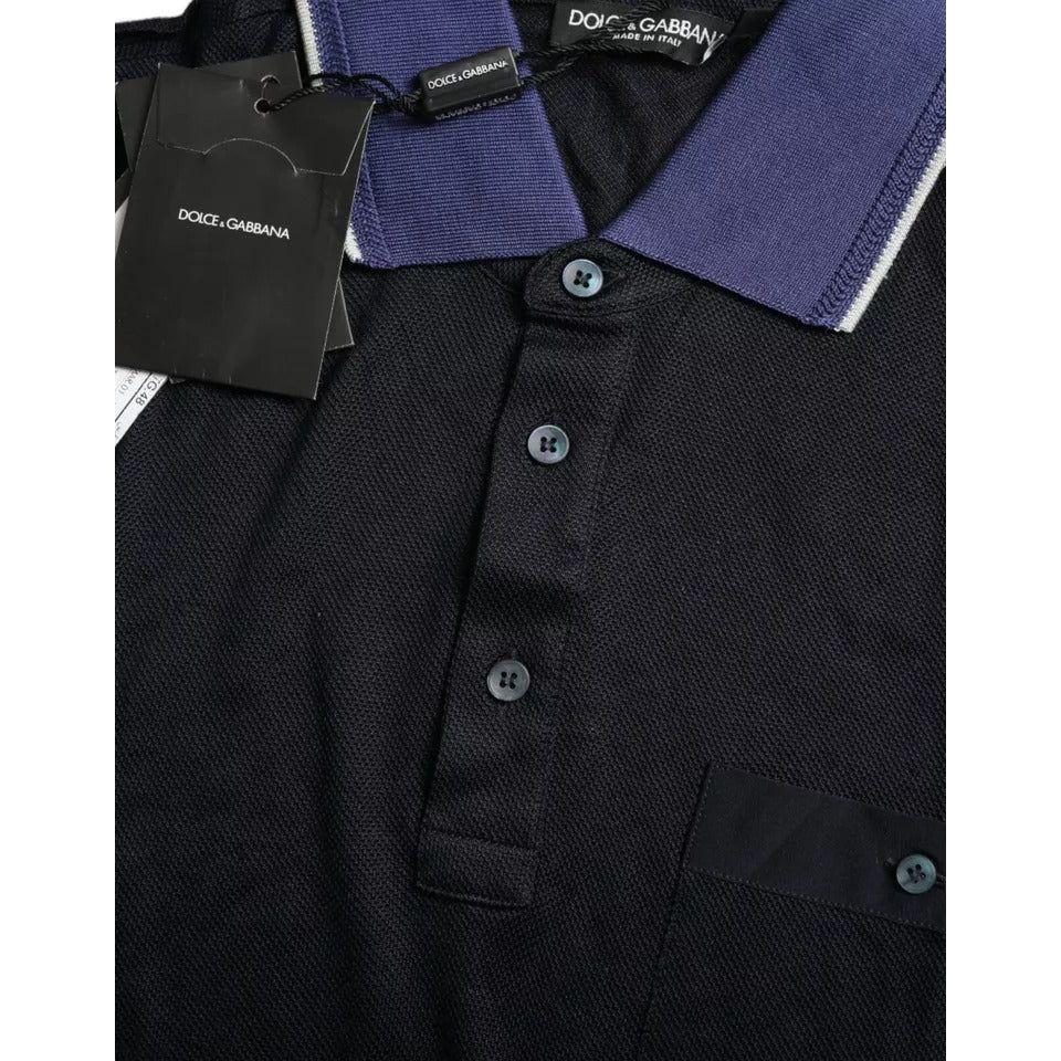 Dolce & Gabbana Navy Blue Collared Short Sleeve Polo T-shirt