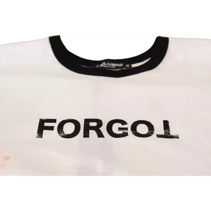 Dolce & Gabbana White Forgot Print Short Sleeves Crop T-shirt