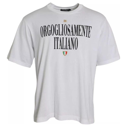 Dolce & Gabbana White Logo Cotton Round Neck Short Sleeves T-shirt TSH84589-50