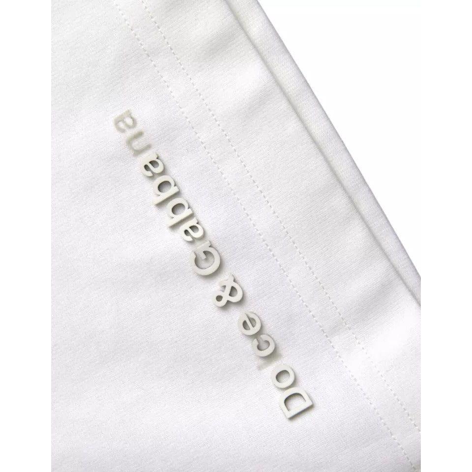 Dolce & Gabbana White Logo Embossed Cotton Crewneck T-shirt