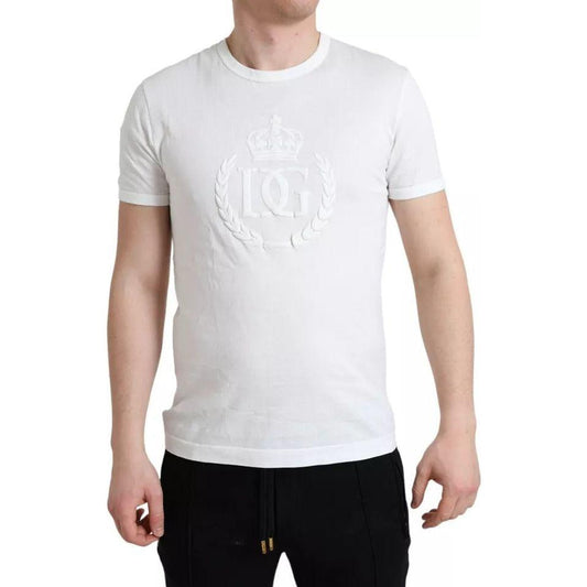 Dolce & Gabbana White Logo Embossed Crew Neck Short Sleeves T-shirt TSH84660-44